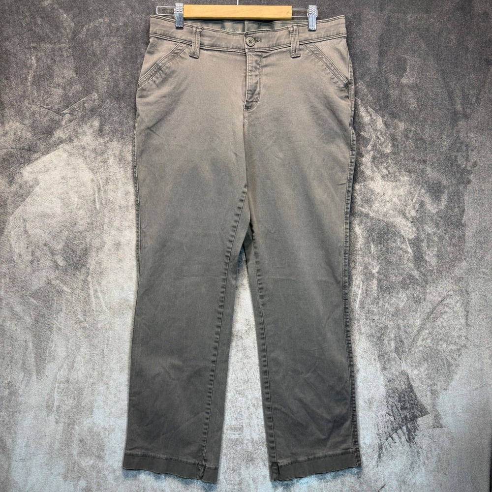 St. John's Bay Chino Pants Womens Gray Straight 12 Casual Workwear Utility Soft